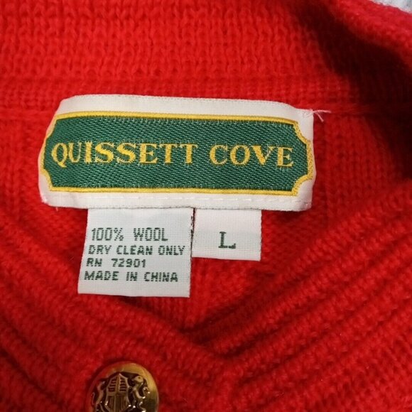 Vintage Quissett Cove Womens Sweater‎ Cardigan Red L Wool Button Up Cozy Comfort - Picture 7 of 10